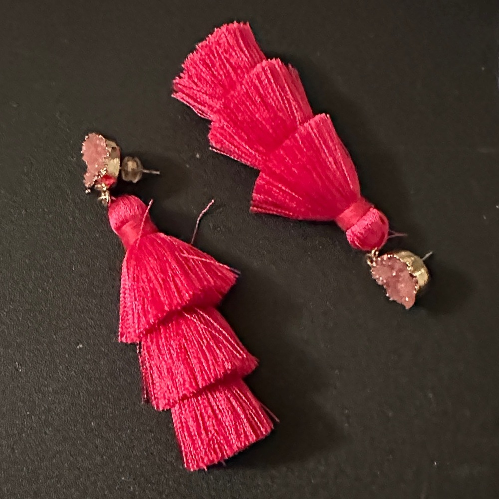 Elegant Pink Tassel Earrings